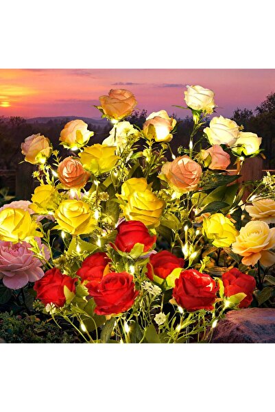 Morvena Picks Pachet de 4 lumini solare pentru flori de trandafiri pentru ext...