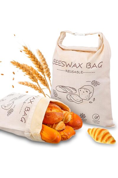 STARSTAR 2-pack 13x17 inch reusable beeswax bread bags XL linen food storage ...