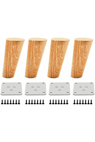 STARSTAR 4 furniture legs - 10cm wood - suitable for tables, beds, wardrobes ...