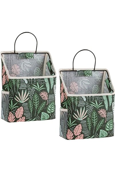 STARSTAR Set of 2 Wall-Mounted Cotton & Linen Storage Bags Desk Organizers, P...