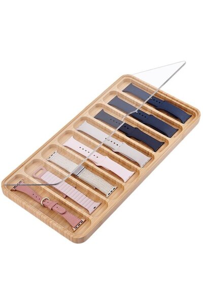 STARSTAR Wooden watch and bracelet storage box - 8 compartments - 19x37.5x1.7 cm