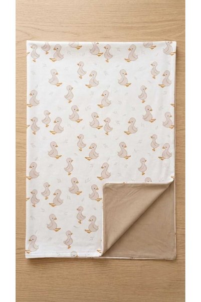 Terzi Ömer 100% Cotton Little Ducks Baby Bedding Set - Beige Detailed Crib and Cot Cover