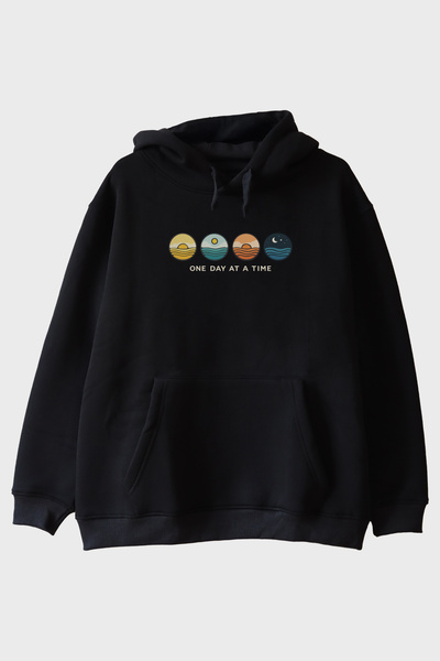 lofux One Day at a Time Black Hoodie