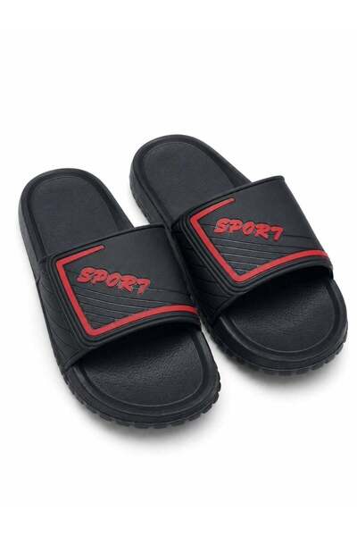 mtz Generic Men's Black and Red Sport Slide Sandals, Open-Toe Slip-On Slipper...