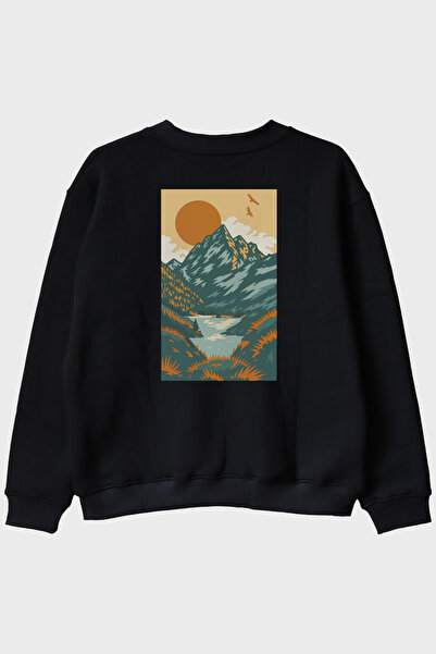 lofux سويت شيرت ذو ياقة دائرية باللون الأسود من Scenic Orange Sunny مطبوع
