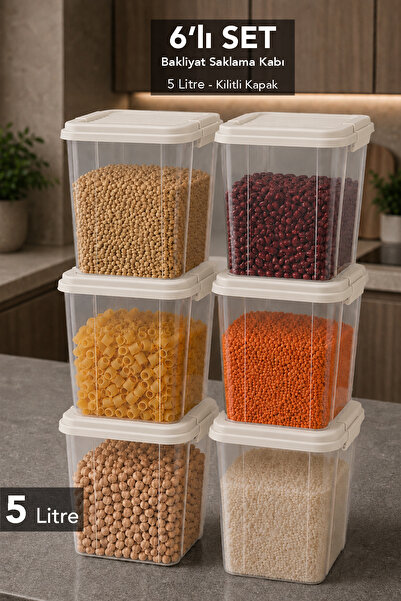 Meleni Home 6-Piece Storage Container with Locking Lid - Kitchen Organizer fo...