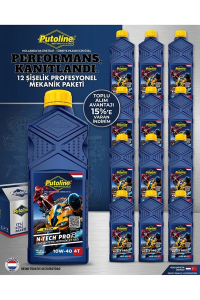 putoline N-Tech Pro R 10W-40 Tam Sentetik Motosiklet Yağı 1 L (12'li Koli / A...