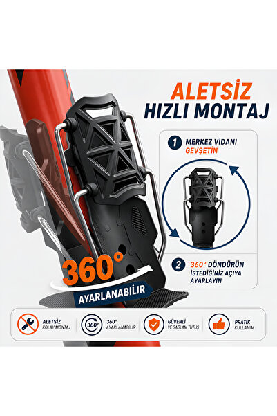 Dexmon Motosiklet ATV Bisiklet Scooter Şişe Termos Matara Suluk Gidon Tutacağı Aparatı 360° Ayarlanabilir Universal Tutucu