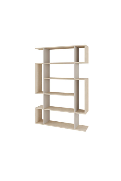 Mourah Home 6 Tier Mito Bookcase - 25.5x161x108.5cm (Light Oak/Beige) - M.KT.02.13160.10