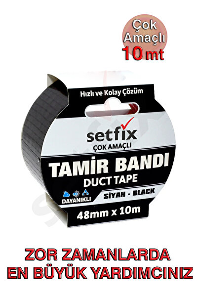 Setfix Siyah Bez Tamir Bandı, Duct Tape, 48 mm x 10 mt / Su Geçirmez, Çok Ama...