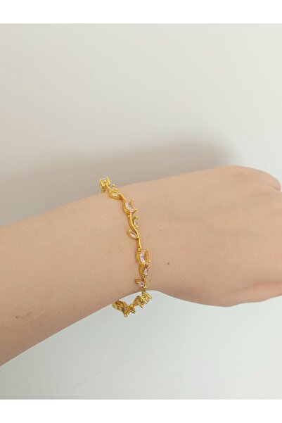 bijoux uniques Zircon Stone Waterway Leaf Flower Ivy Steel Bracelet