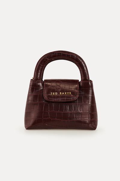 Ted Baker Bordo Sap Detay Kroko Küçük Askılı Çapraz Çanta