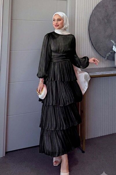 Şule Giyim Zümra Layered Dress Black