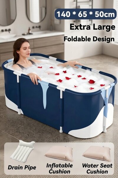 Generic 1 Pvc Foldable Portable Bathtub Spa Soaking Tub 6 Layer Insulated 140...