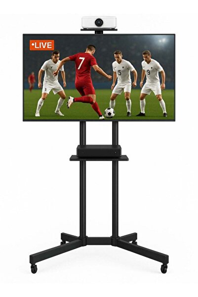 HomeCare Mobile TV Stand for 32-75 inch LCD LED Flat Panel Curved Screen, Hei...
