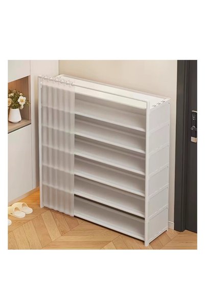 OEM Dulap organizator de pantofi 105×68×28cm, Raft pentru pantofi cu 7 niveluri, cu husă anti-praf și structură metalică
