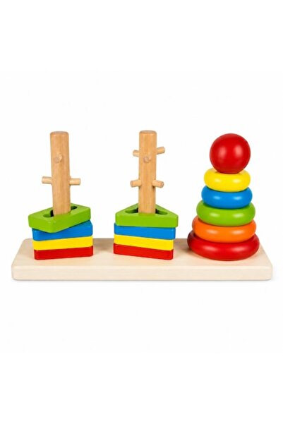 KRUZZEL Jucărie educativă din lemn, sortator de forme geometrice și puzzle Mo...