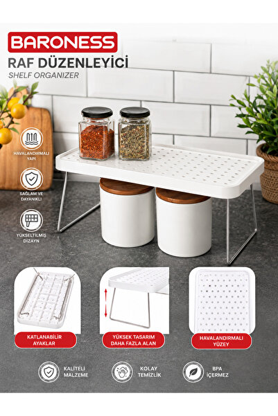 kumkumticaret Baroness Foldable Shelf Organizer |   In-Cabinet Kitchen Shelf ...