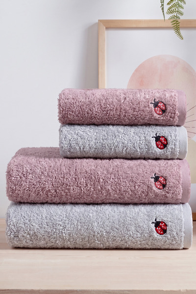 Bersay Tekstil Lena 4-Piece 100 Cotton Embroidered Hand - Face - Head / Kitch...