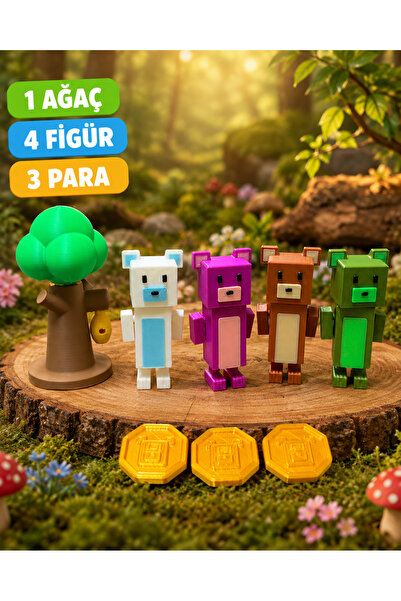 VRDCHLOE Super Bear Adventure Midi Oyun ve Diorama Set 9 Parça (4 Figür + 1 A...