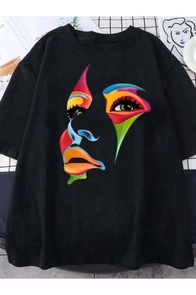 2BIR 2024 Lady Face Personality Design Print T Shirt Female Street Comfortabl...