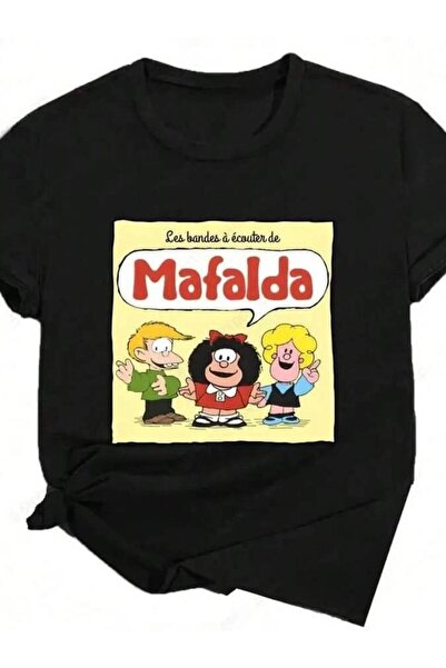 k222 تي شيرتات نسائية مطبوعة برسومات مضحكة من Mafalda، ملابس صيفية للفتيات عل...
