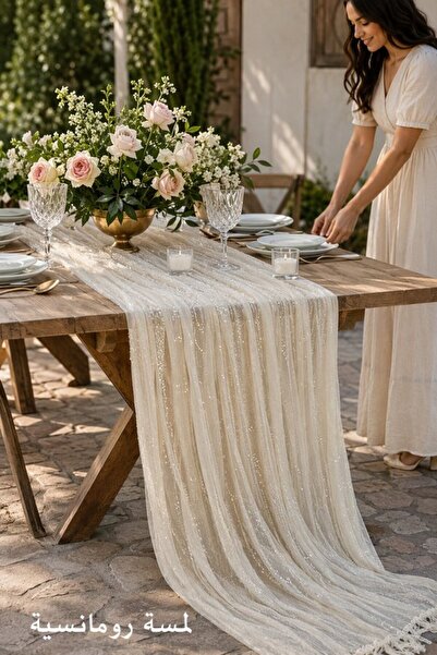 Generic 1Pc Polyester Shimmer Cheesecloth Table Runner Wedding Party Decor Wr...