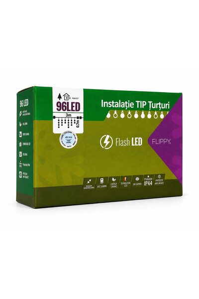 Rao Instalatie de Craciun Tip Turturi, Franjuri cu Flash, Sectiune 3 M, 96 Le...