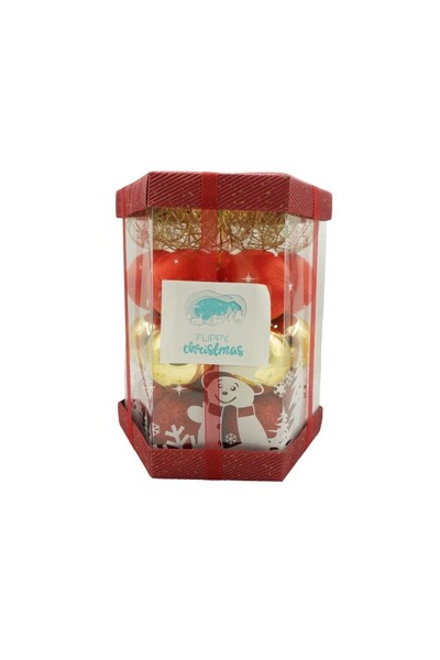 Rao Set de 28 Ornamente de Brad, de Tip Glob, Rosu/ Auriu, din Polistiren, cu...