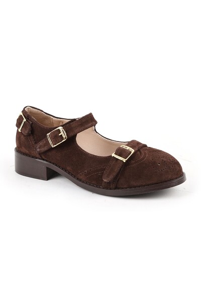 Libero Women's Casual Heeled Shoes Suede Leather Short Heel Mary Jane L064.501