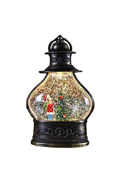 Rao Decoratiune de Craciun Tip Felinar, Glob de Cristal cu Fulgi de Zapada, M...
