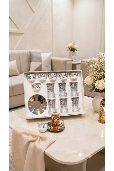 Generic Glass Tea Cups and Coffee Cups Set with Stainless Steel Saucers Luxur...