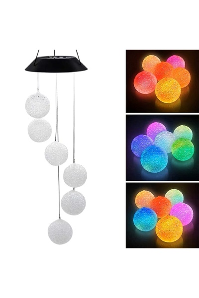 EMATTEIRO Lampă Solară de Grădină cu 6 LED-uri Colorate, Decor Suspendat, Rez...