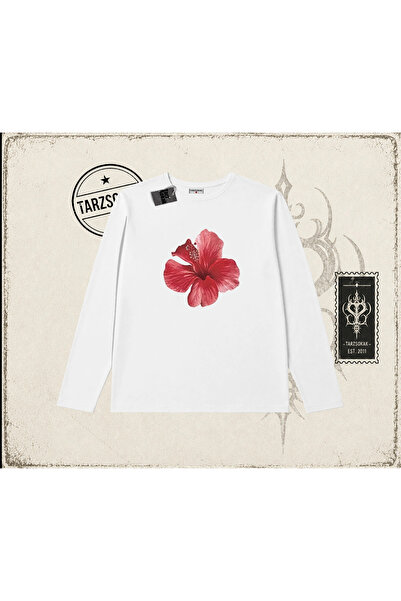 Tarzsokak Ženska biciklistička kragna od hibiskusa, dugi rukav, bela