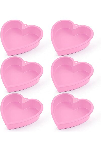 STARSTAR Heart-shaped cake pan set (6 pieces) - Pink silicone baking mold
