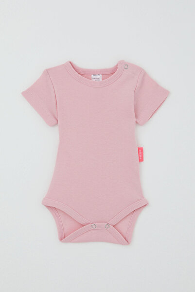 Breeze Baby Girl Snap Fastener Short Sleeve Bodysuit Basic 0-9 Months, Pink