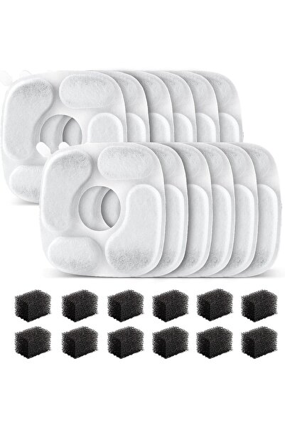 STARSTAR 24-Pack Cat Water Fountain Filters, 12 Filter Cartridges and 12 Pre-...