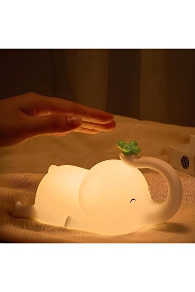 STARSTAR Elephant night light for children - Dimmable silicone touch bedside ...
