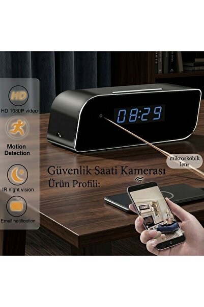 SICAK TAKİP Gece Görüşlü Masa Saati bebek bakıcı Güvenlik Kamerası Wİ-Fİ 1080...