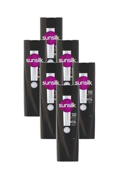 Sunsilk شامبو أسود لامع مذهل، عبوة من 6 قطع، 400 مل