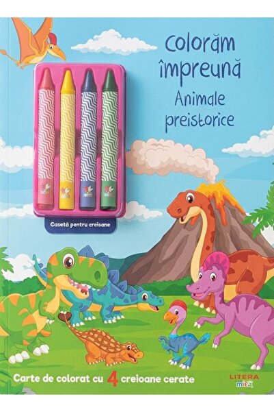Litera Coloram impreuna. Animale preistorice. Carte de colorat cu 4 creioane ...