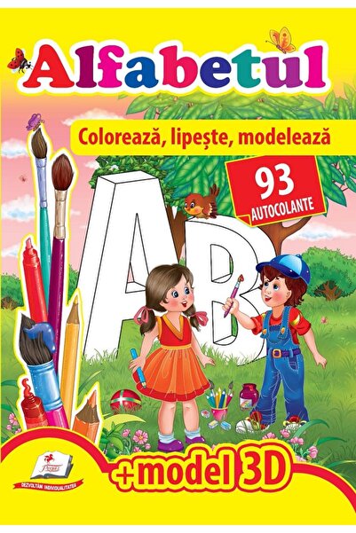 Pegas Alfabetul. Coloreaza, lipeste, modeleaza. 93 autocolante + model 3D