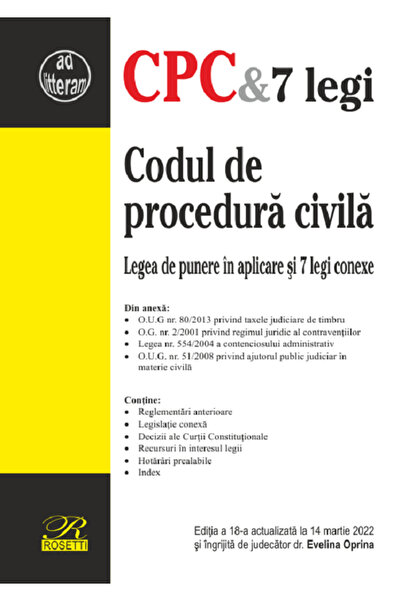 ROSETTİ Codul de procedura civila. Actualizata 14 martie 2022