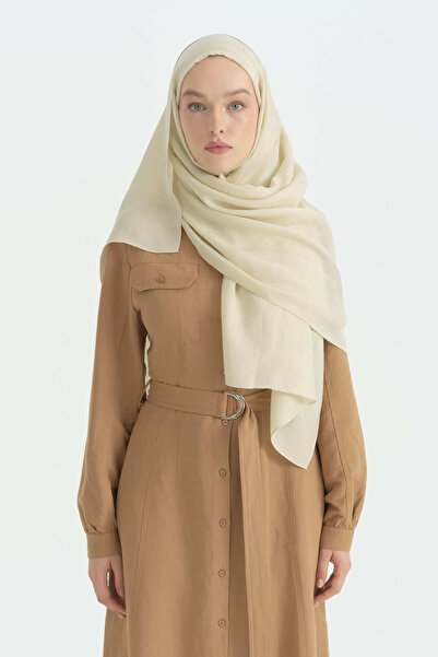 Nihan Cotton Naia Blend Natural Shawl - Cream