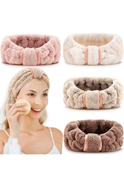 STARSTAR 4-Pack Microfiber Terry Cloth Headbands, Elastic for Facial Care Mak...