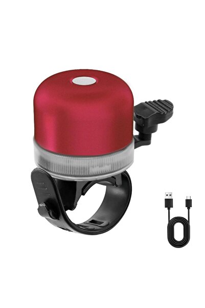 STARSTAR Two-piece bicycle bell with lights; black bicycle bell (red) with 3 ...