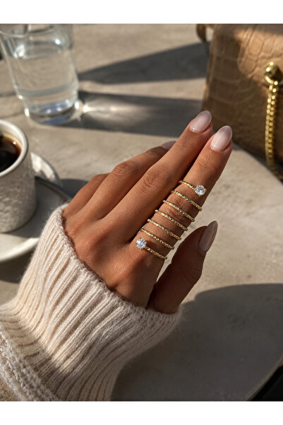 Valmont Zircon Stone Gold Color Spiral Design Adjustable Women's Ring