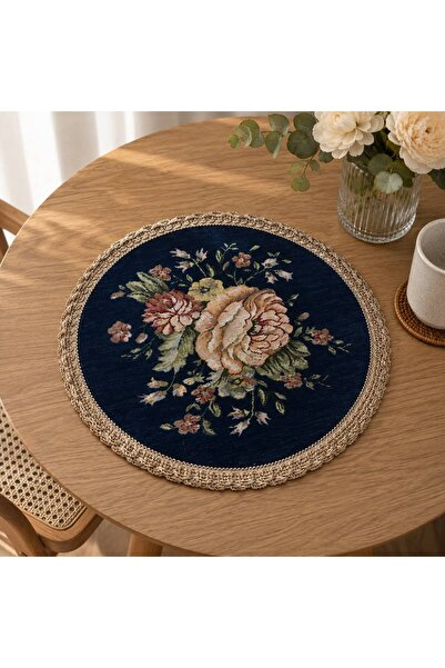 Yeshome Collection غطاء طاولة قهوة دائري مزخرف بتصميم باقة الزهور العتيقة من ...