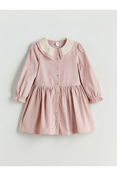 LC Waikiki Peter Pan Collar Girls' Velvet Dress