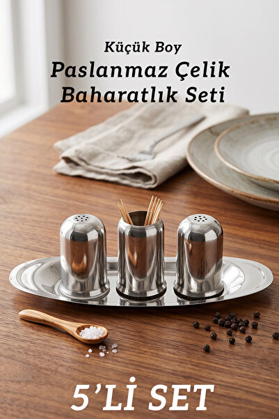 FİTHOME Small Size Stainless Steel Seasoning Rack Set with Tray Metal Spice C...